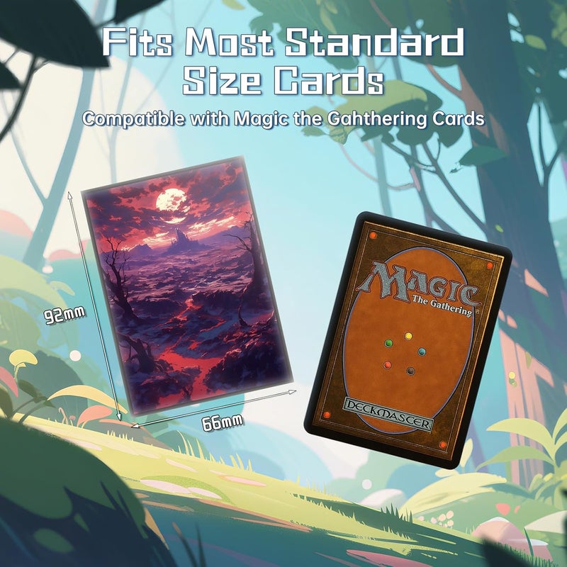 Kiiransr MTG Card Sleeves - Badland(Black Red) - Fantasy Dual Lands Series - Ultra Clear Front & Matte Finish Back, 100 Count Standard Size TCG Art Sleeves for Magic The Gathering - Image 4